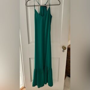 J. Crew Green Silk Maxi Dress
